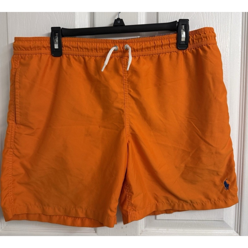 Polo Ralph Lauren Youth XL 18/20 Solid Traveler Short Swim Bottom Trunks Orange